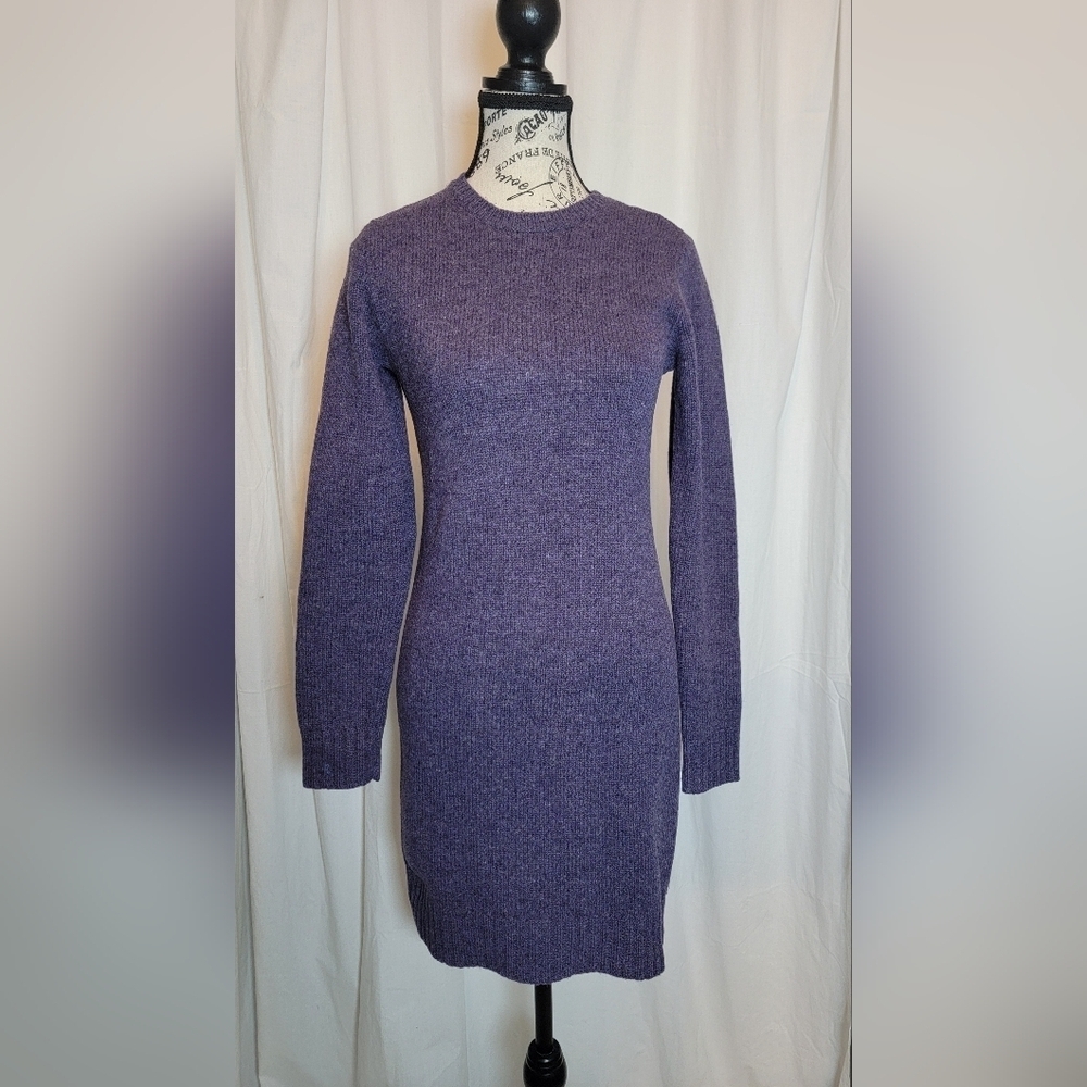Ralph Lauren Rugby 100% Wool Womens Knit Sweater Dress/ Leather Elbow Patches